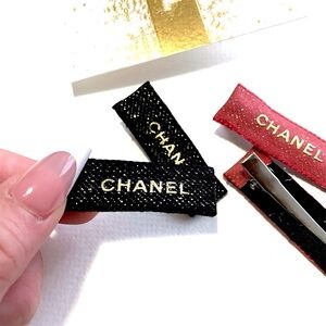 Handmade Upcycled Hair Clip, Repurposed From Chanel Golden Letter Ribbon